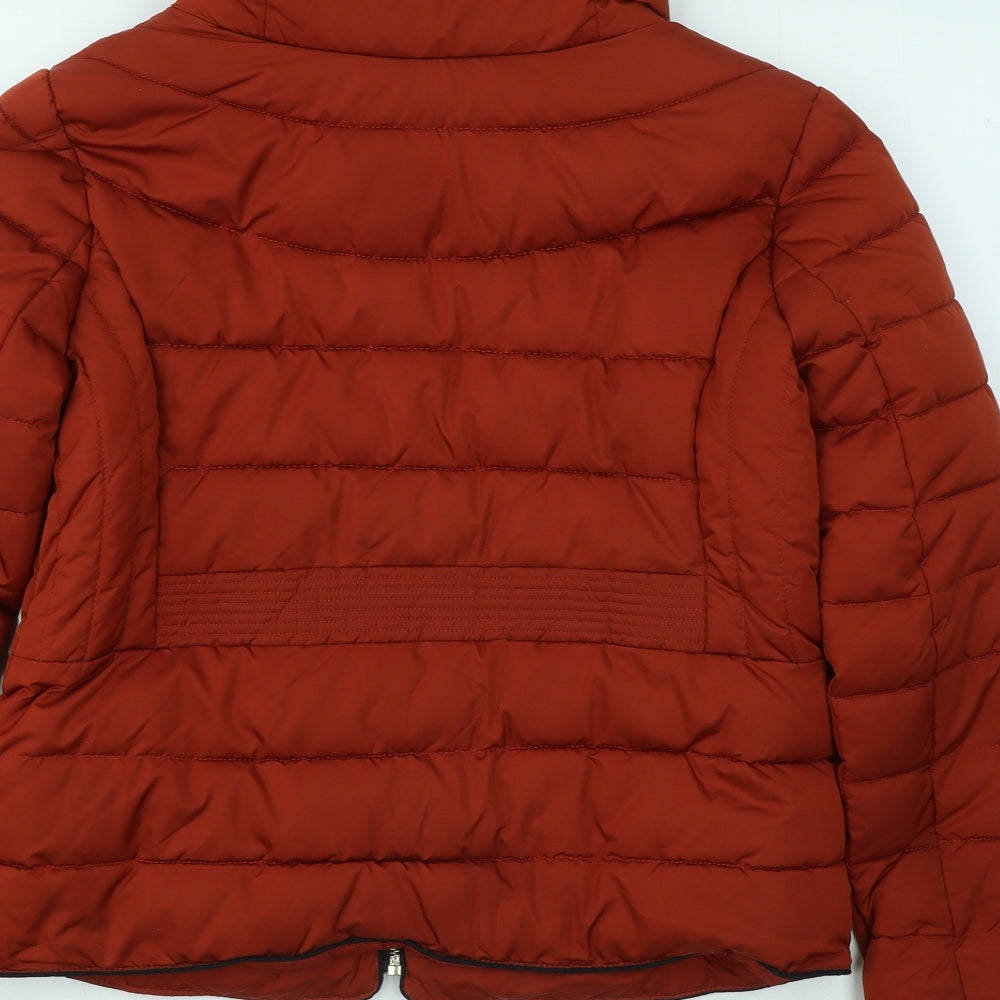 Primark Womens Orange Puffer Jacket Coat Size 10 Zip