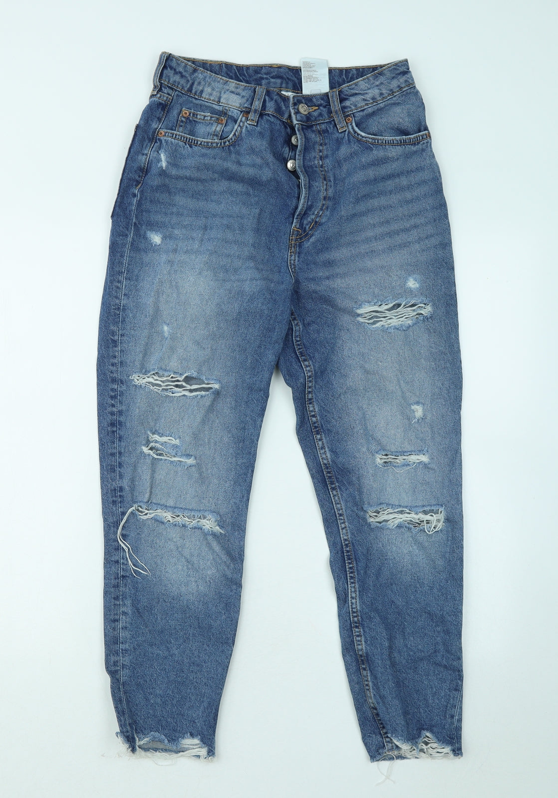 Divided by H&M Womens Blue Cotton Straight Jeans Size 10 L24 in Regular Button