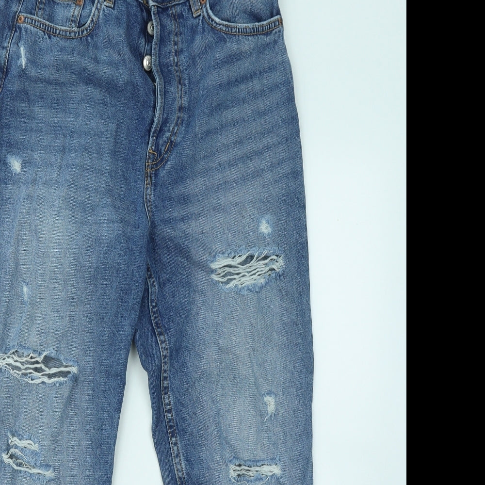 Divided by H&M Womens Blue Cotton Straight Jeans Size 10 L24 in Regular Button