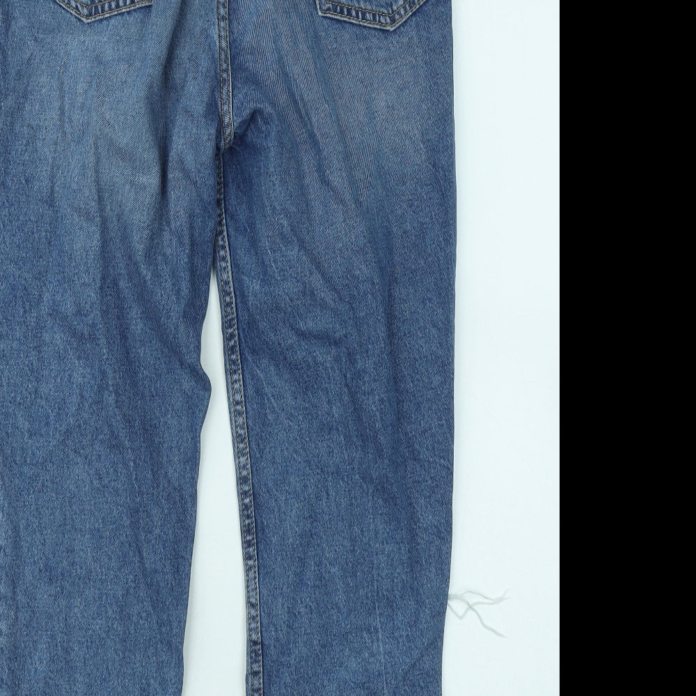 Divided by H&M Womens Blue Cotton Straight Jeans Size 10 L24 in Regular Button