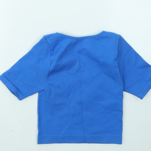Primark Womens Blue Nylon Basic T-Shirt Size 6 Scoop Neck