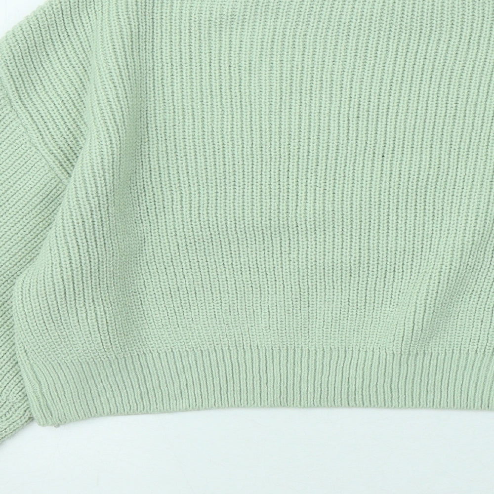 Divided by H&M Womens Green Round Neck Polyester Pullover Jumper Size S