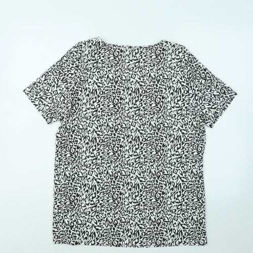 LOVE TEES Womens Black Geometric Cotton Basic T-Shirt Size 18 V-Neck
