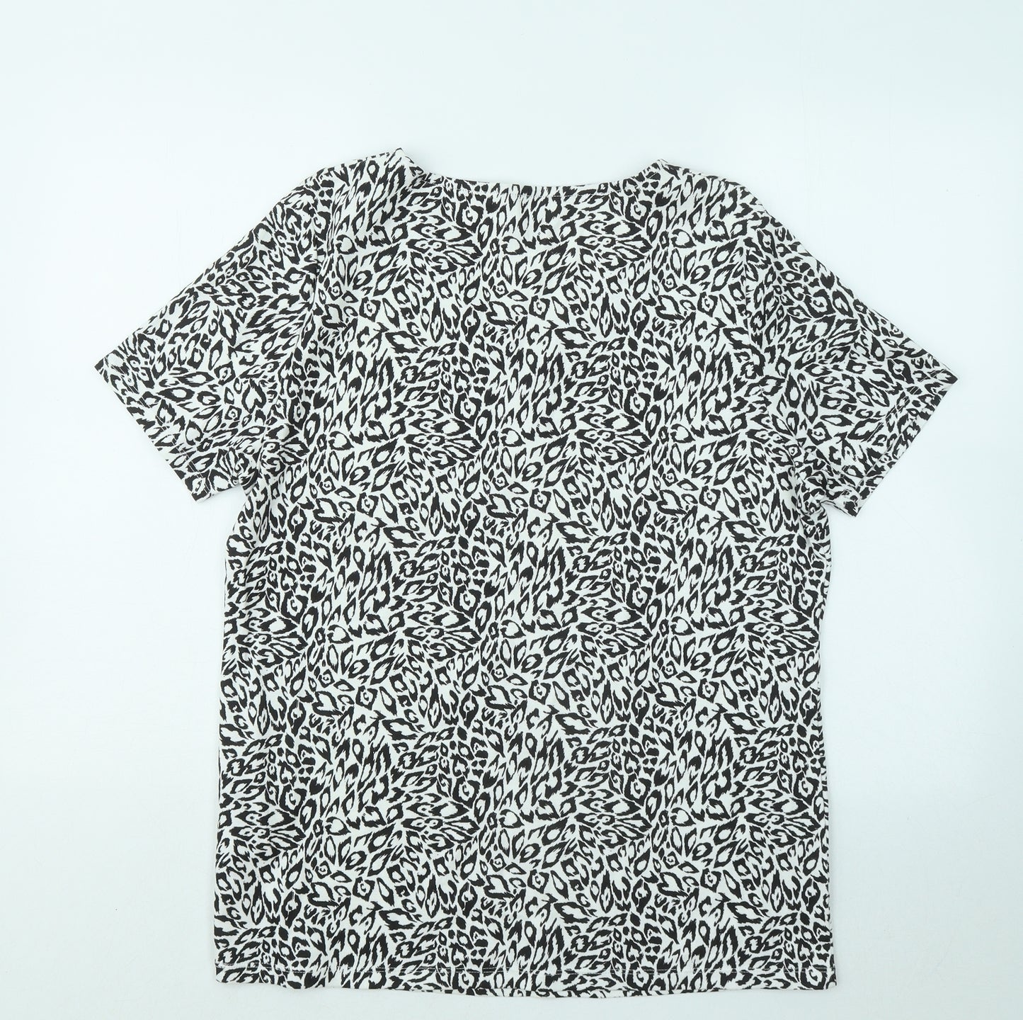 LOVE TEES Womens Black Geometric Cotton Basic T-Shirt Size 18 V-Neck