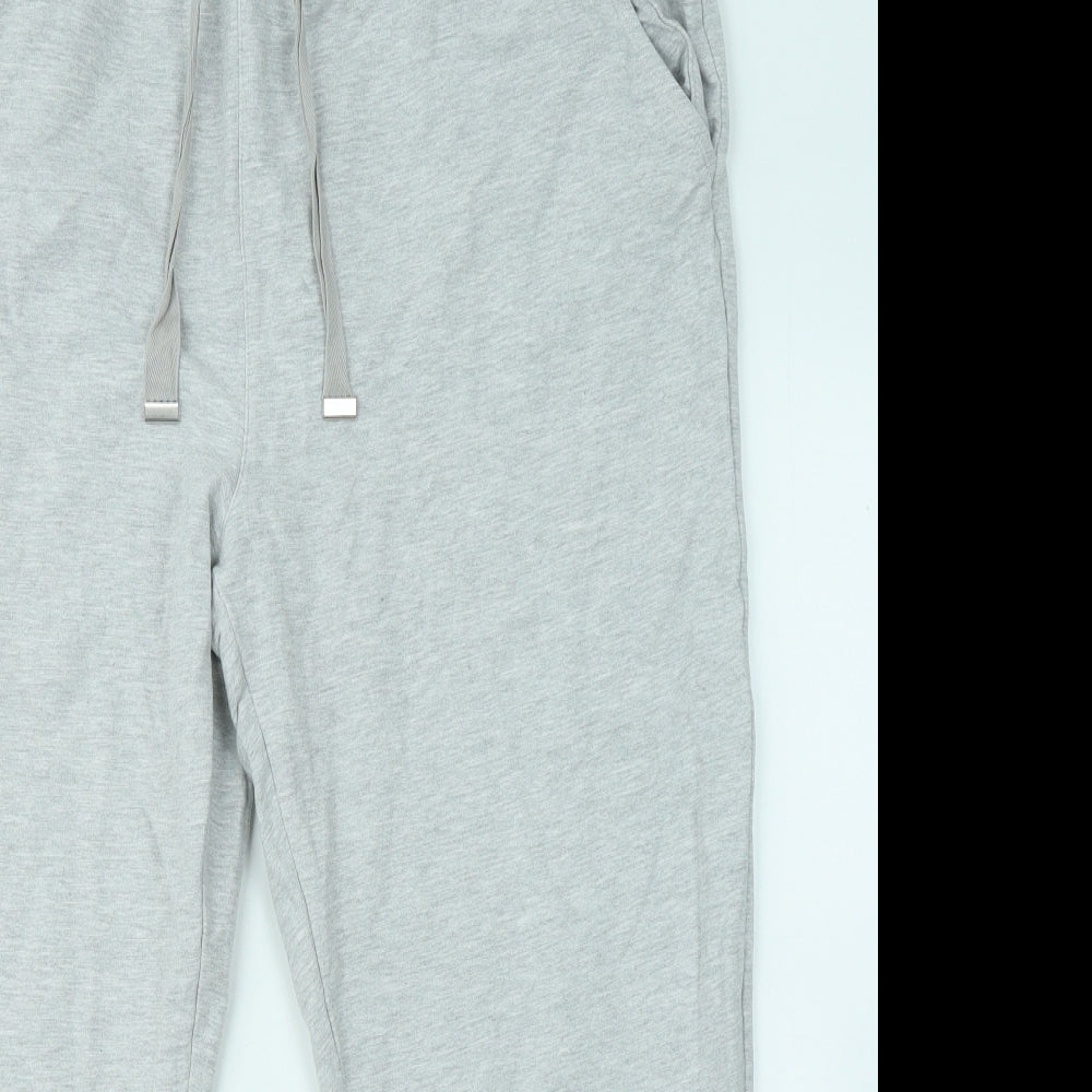 Marks and Spencer Womens Grey Cotton Jogger Trousers Size 20 L24 in Regular Drawstring