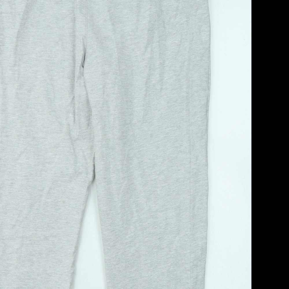 Marks and Spencer Womens Grey Cotton Jogger Trousers Size 20 L24 in Regular Drawstring
