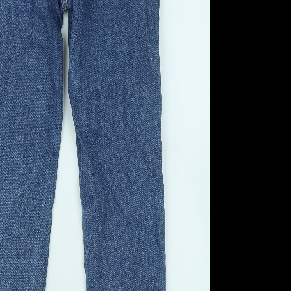 Pull&Bear Womens Blue Cotton Straight Jeans Size 6 L24 in Regular Button