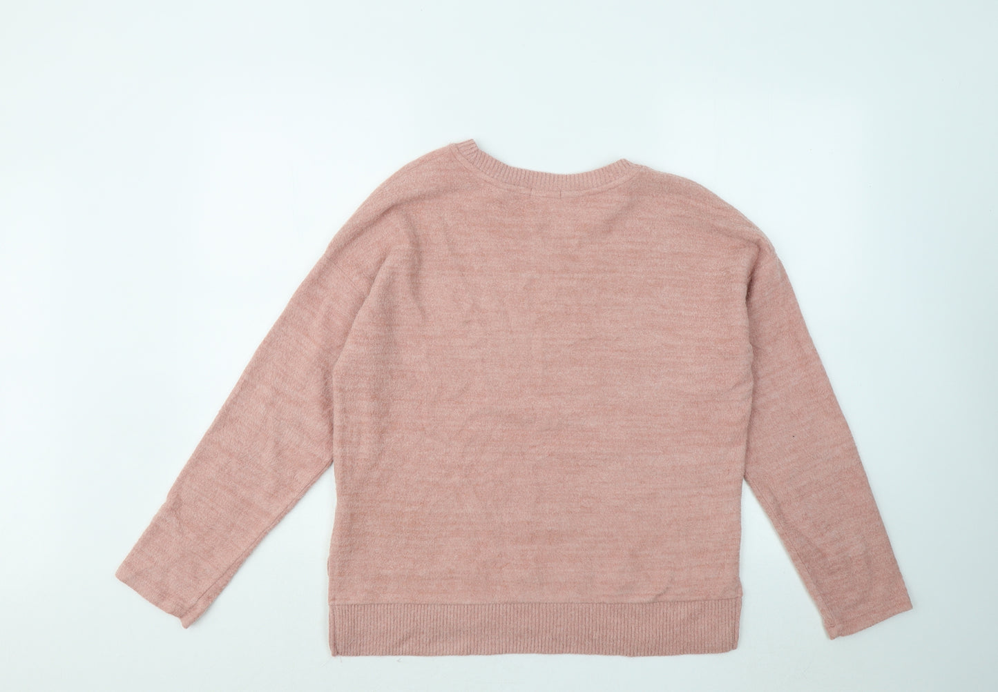 Stradivarius Womens Pink Round Neck Viscose Pullover Jumper Size S