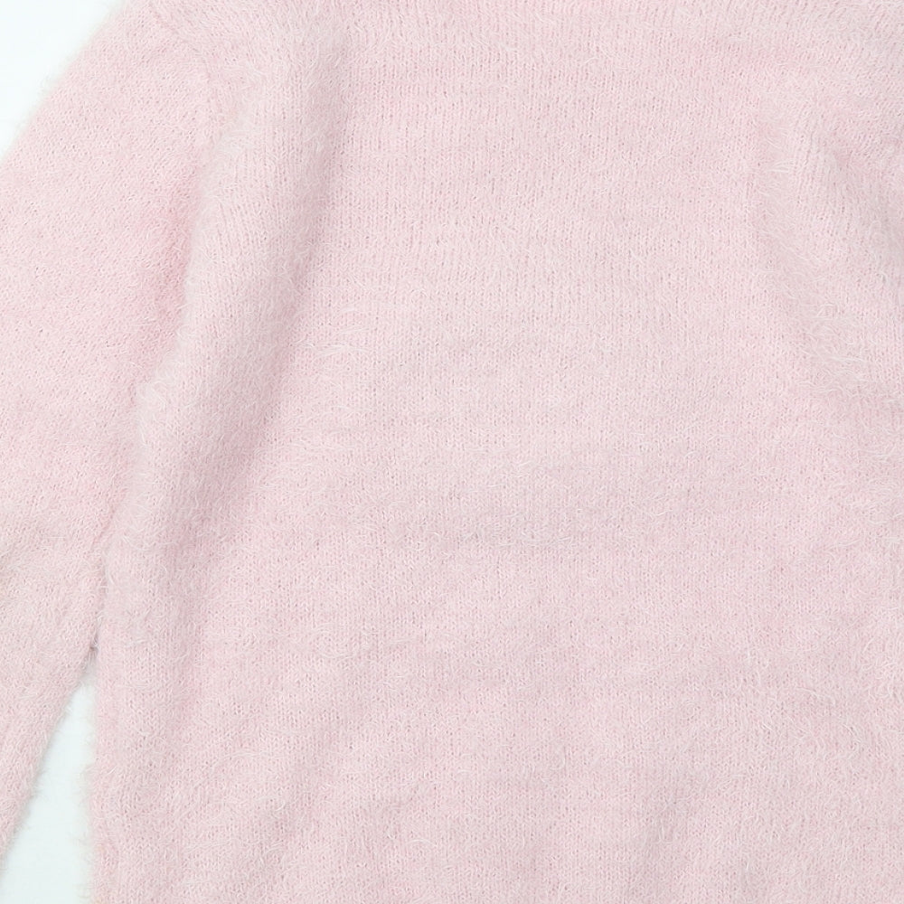 George Girls Pink Round Neck Polyester Pullover Jumper Size 12-13 Years - Flamingo