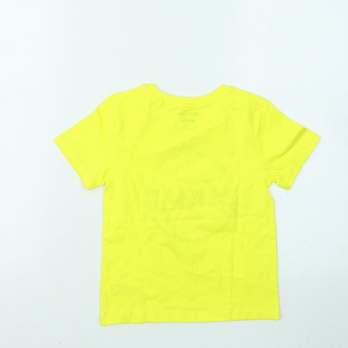 River Island Boys Yellow Cotton Basic T-Shirt Size 3-4 Years Round Neck - Always Awesome