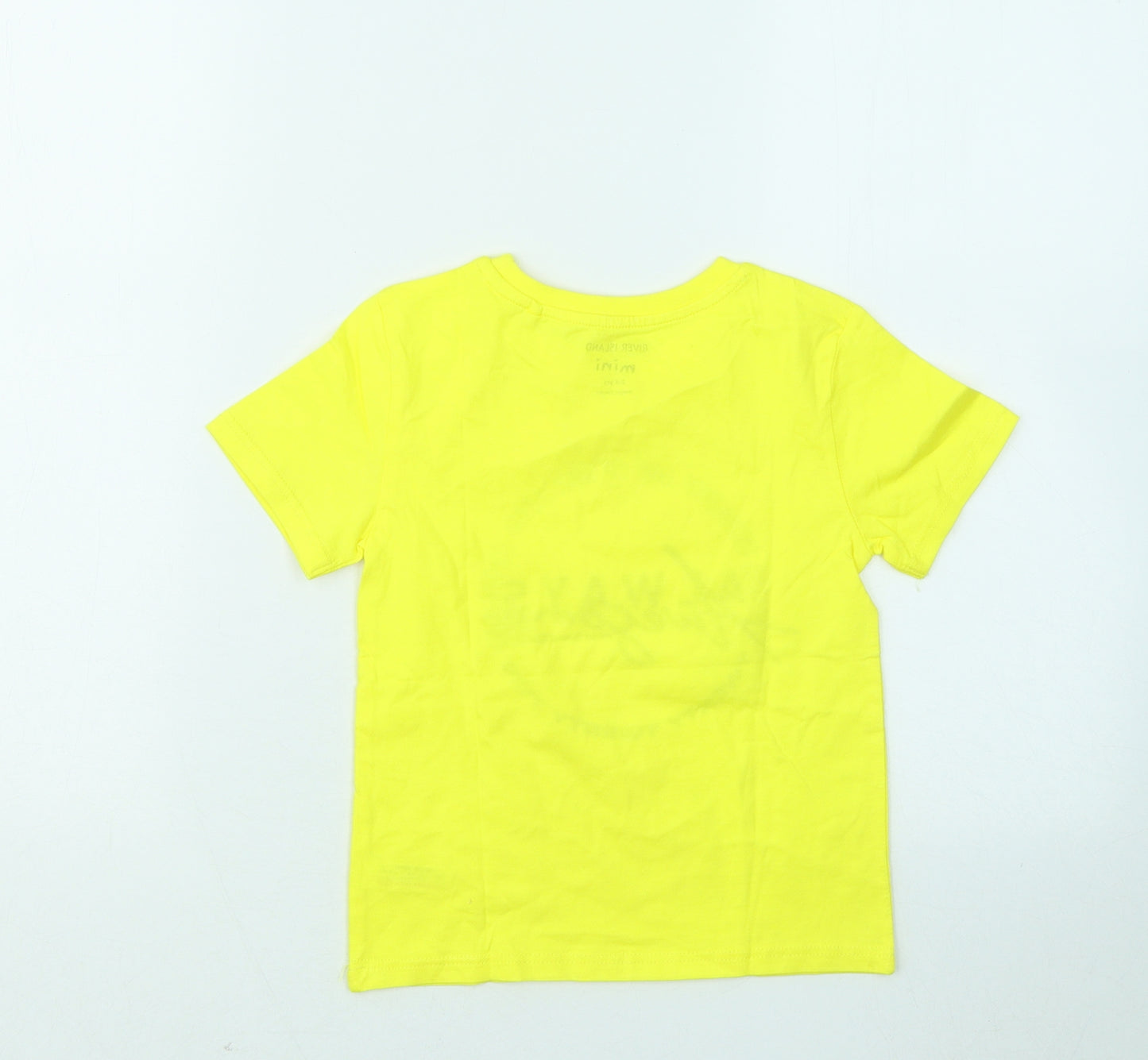 River Island Boys Yellow Cotton Basic T-Shirt Size 3-4 Years Round Neck - Always Awesome