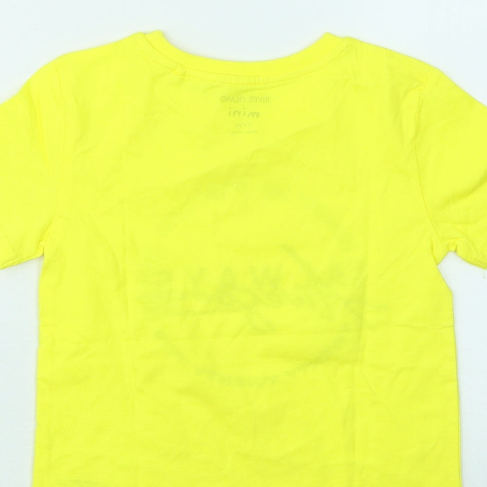 River Island Boys Yellow Cotton Basic T-Shirt Size 3-4 Years Round Neck - Always Awesome