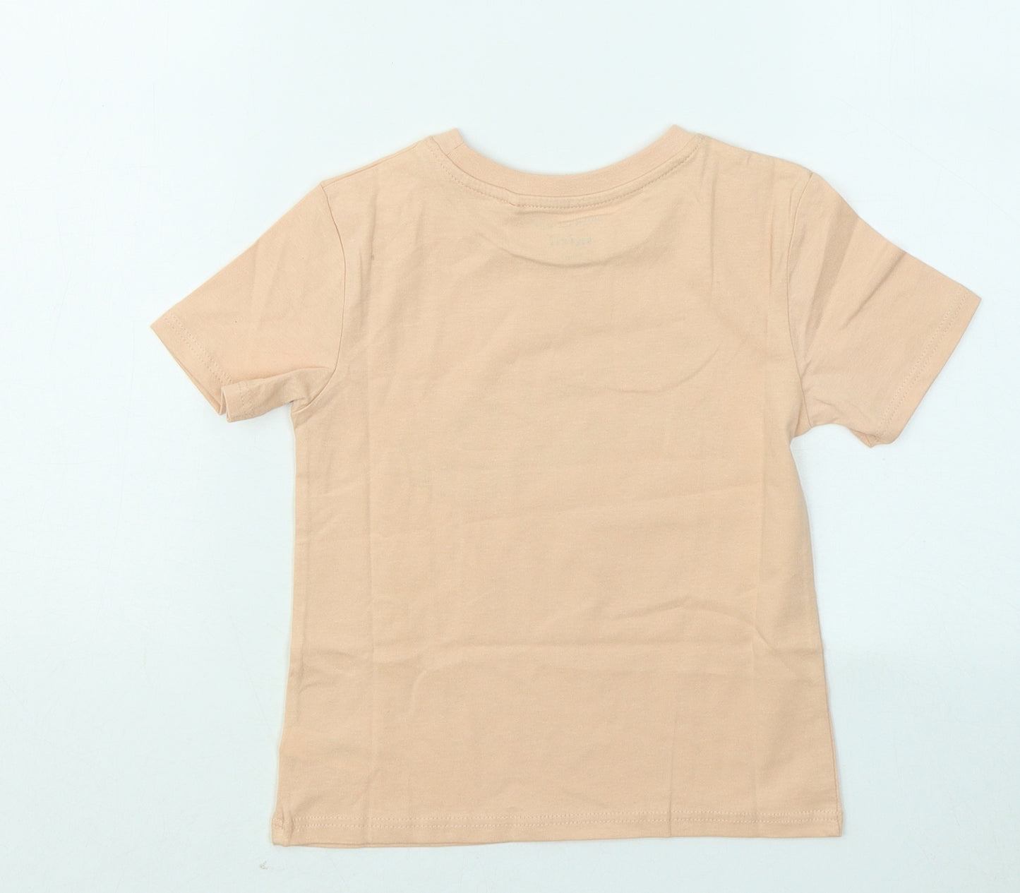 River Island Girls Orange Cotton Basic T-Shirt Size 3-4 Years Round Neck - Totally Awesome