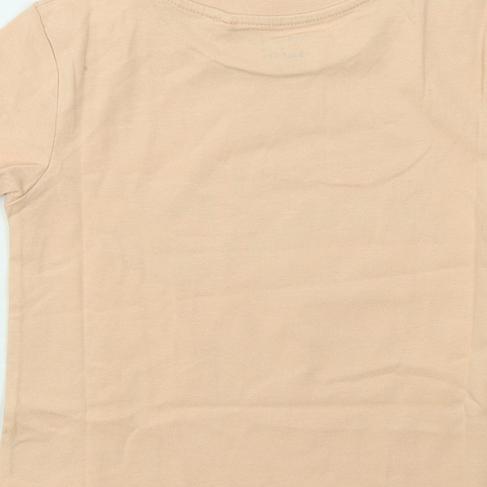 River Island Girls Orange Cotton Basic T-Shirt Size 3-4 Years Round Neck - Totally Awesome