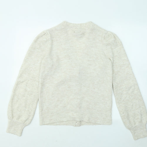 Papaya Womens Beige V-Neck Acrylic Cardigan Jumper Size M