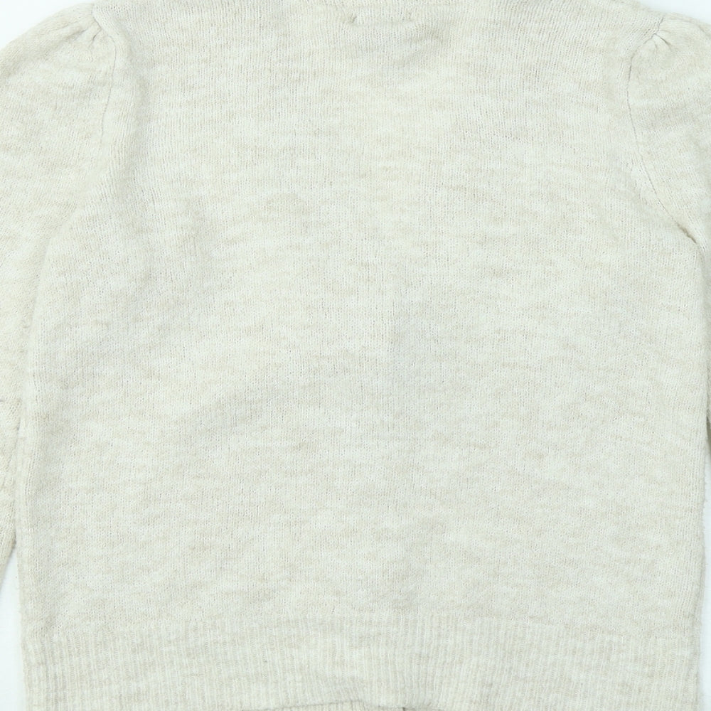 Papaya Womens Beige V-Neck Acrylic Cardigan Jumper Size M