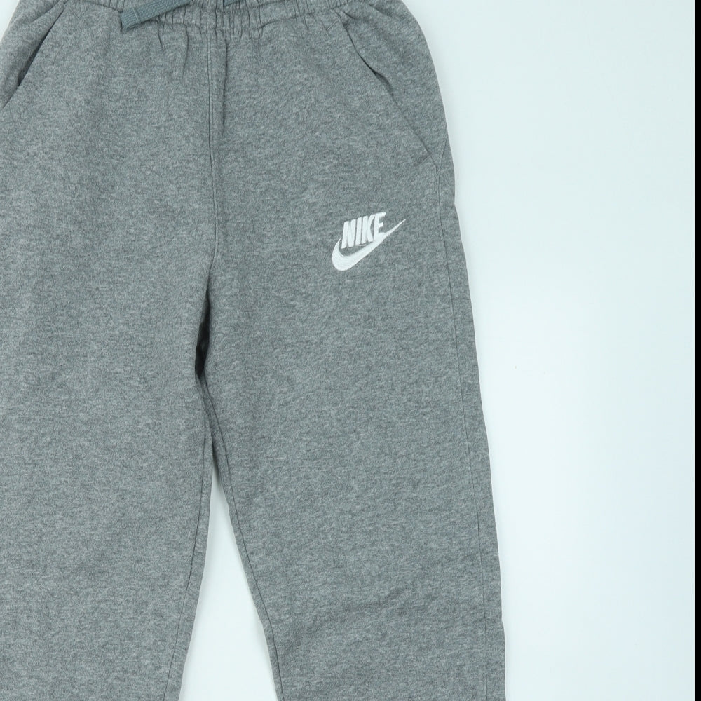 Nike Boys Grey Cotton Jogger Trousers Size XL Regular Drawstring