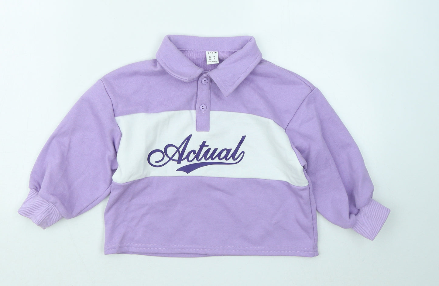 SheIn Girls Purple Colourblock Polyester Basic Polo Size 4 Years Collared - Actual