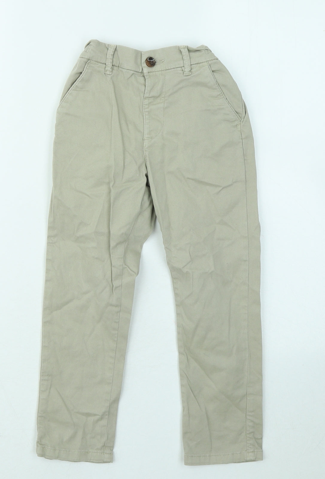 NEXT Boys Beige Cotton Chino Trousers Size 4-5 Years Regular Button