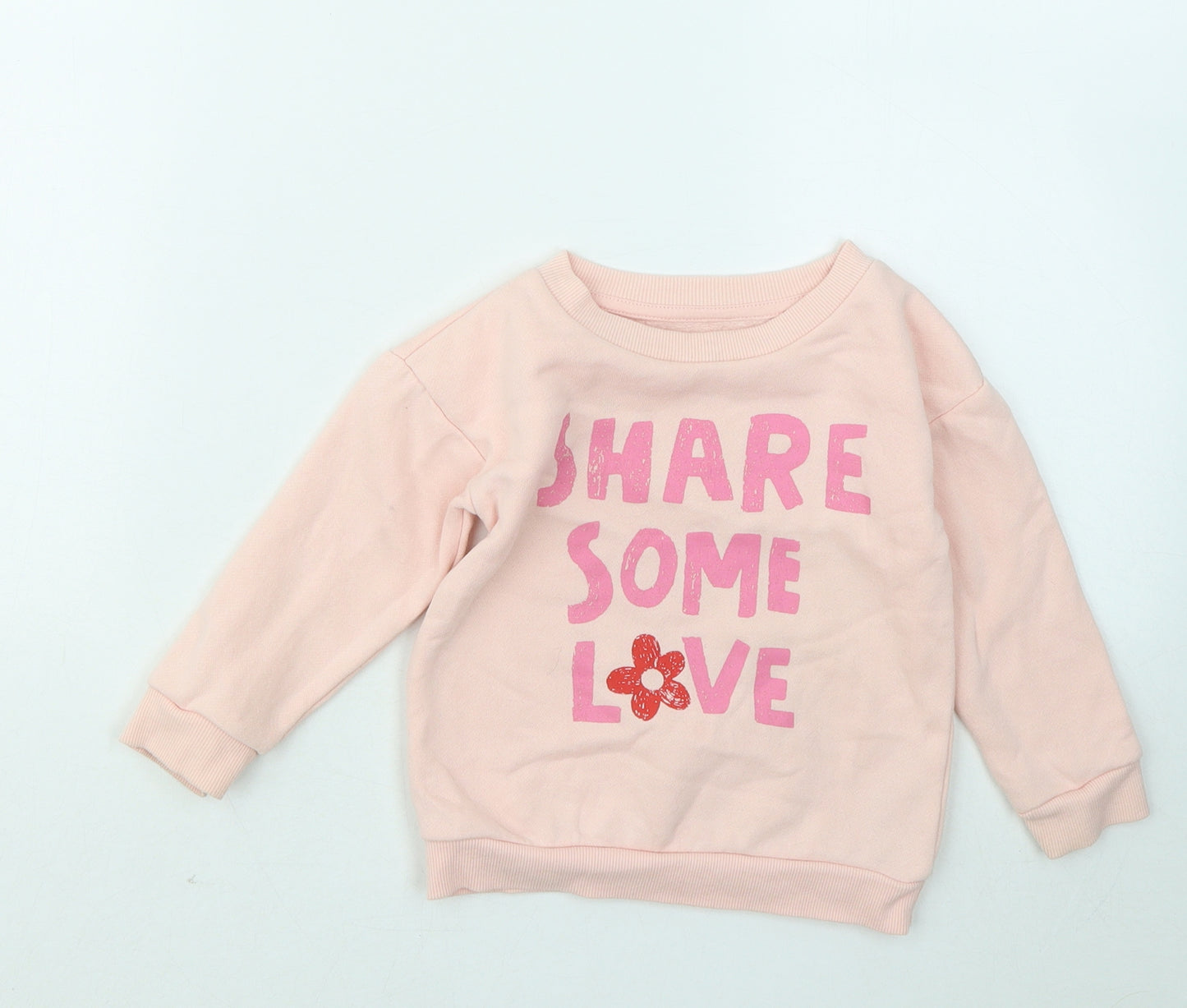 Primark Girls Pink Cotton Pullover Jumper Size 18-24 Months - Share Some Love