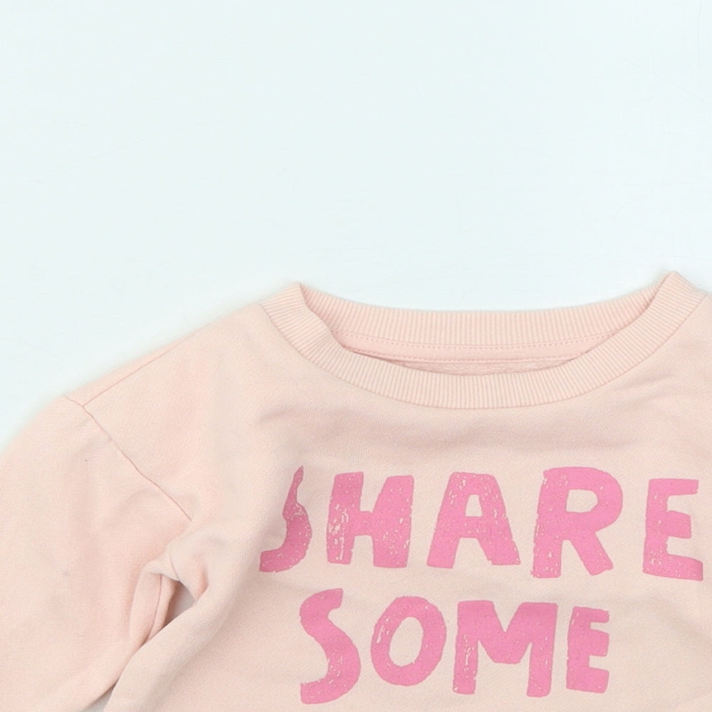 Primark Girls Pink Cotton Pullover Jumper Size 18-24 Months - Share Some Love