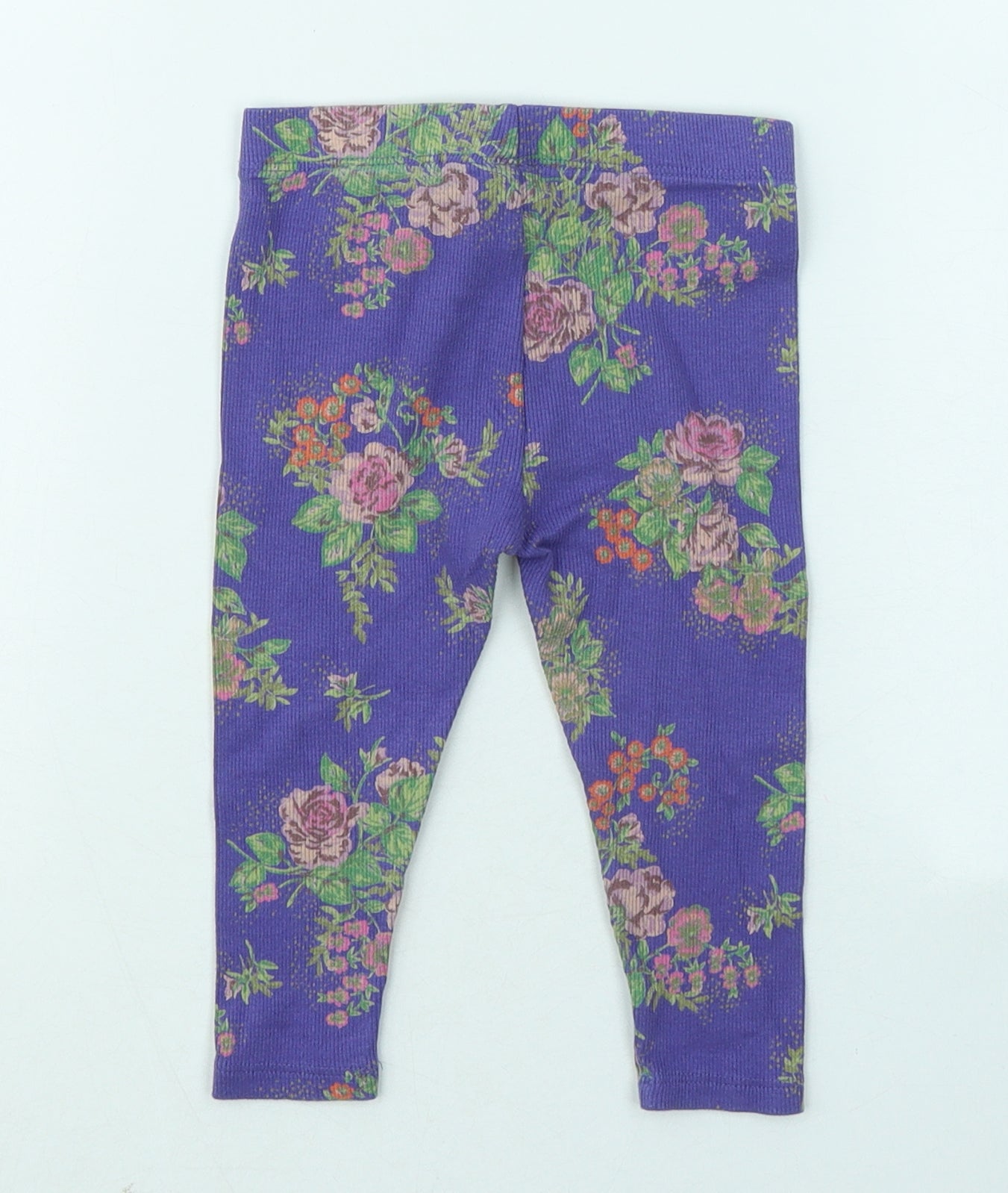 NEXT Girls Purple Floral Cotton Jogger Trousers Size 12-18 Months - Leggings