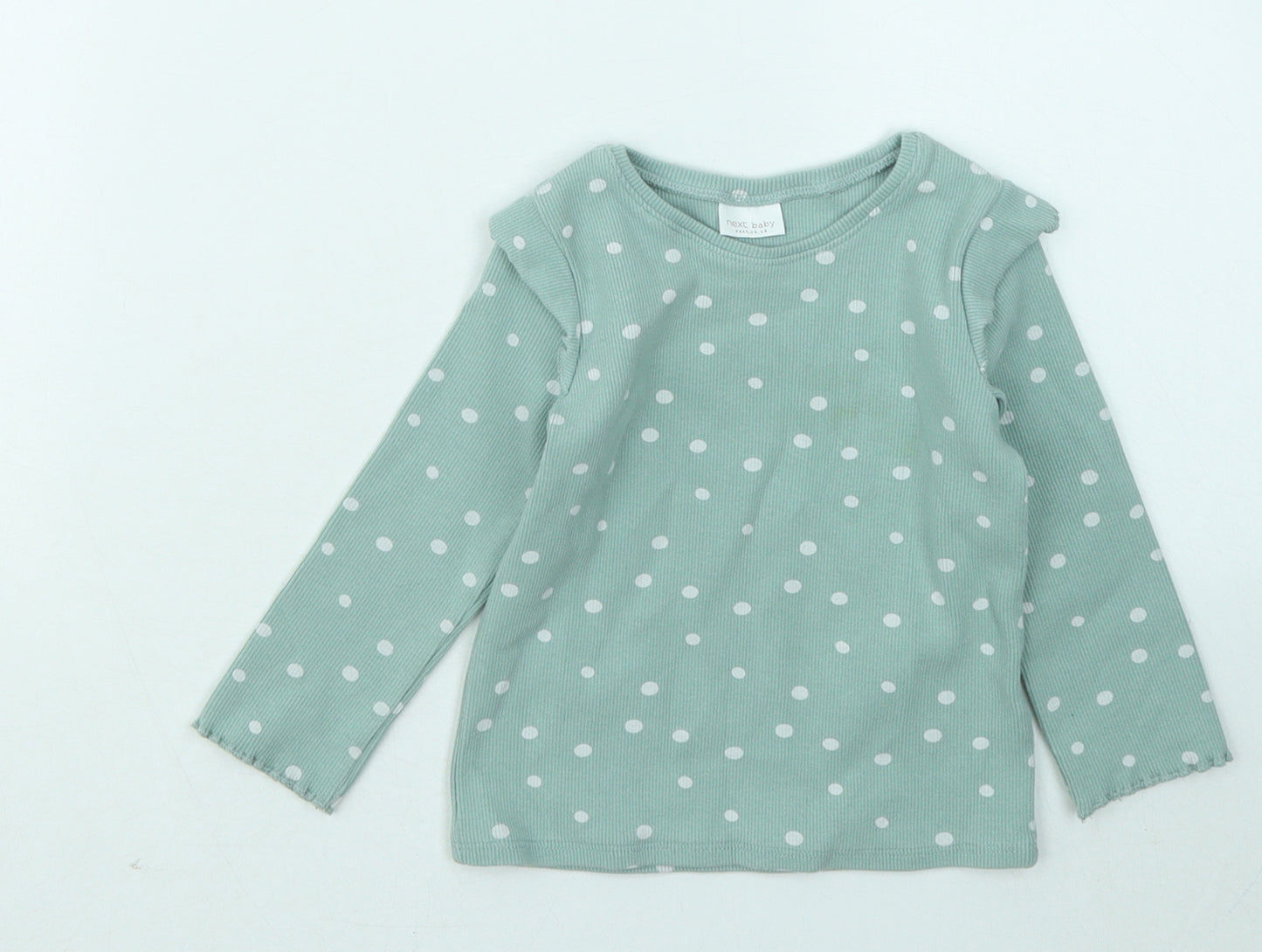NEXT Girls Green Polka Dot Cotton Pullover Jumper Size 12-18 Months