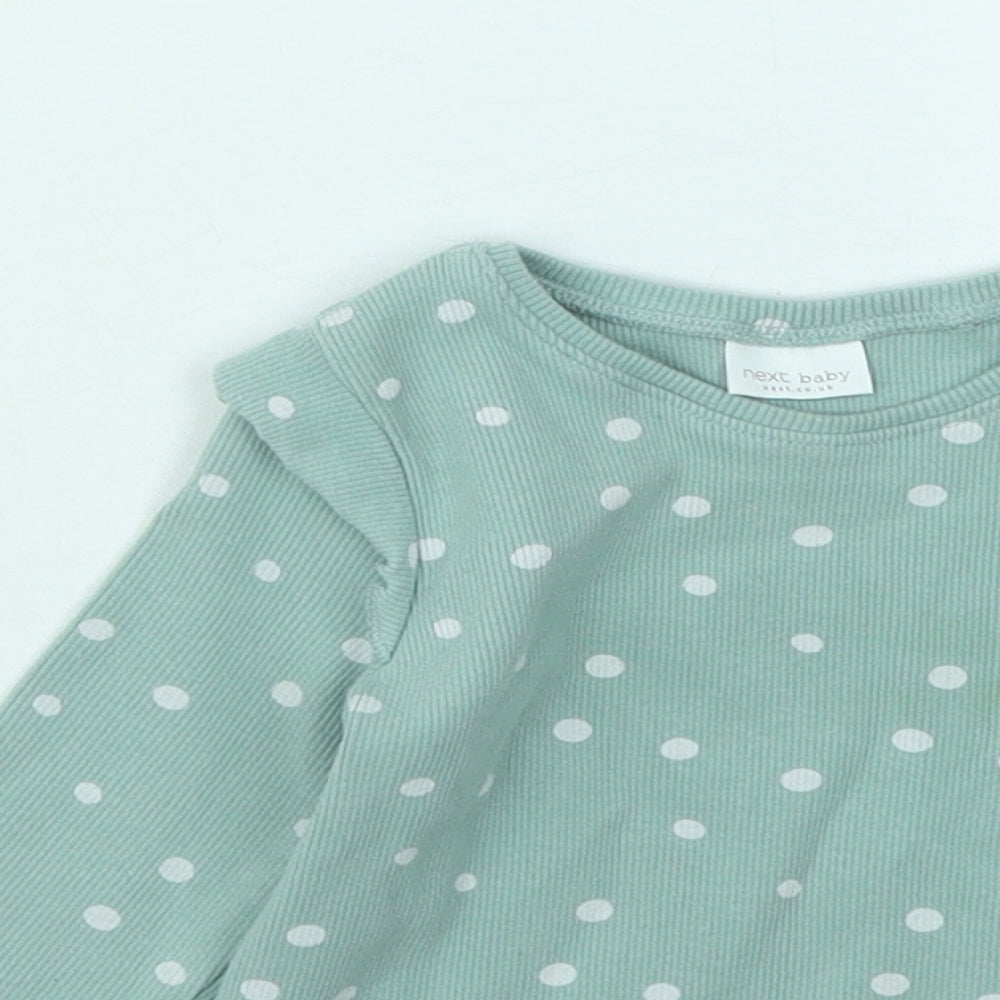 NEXT Girls Green Polka Dot Cotton Pullover Jumper Size 12-18 Months