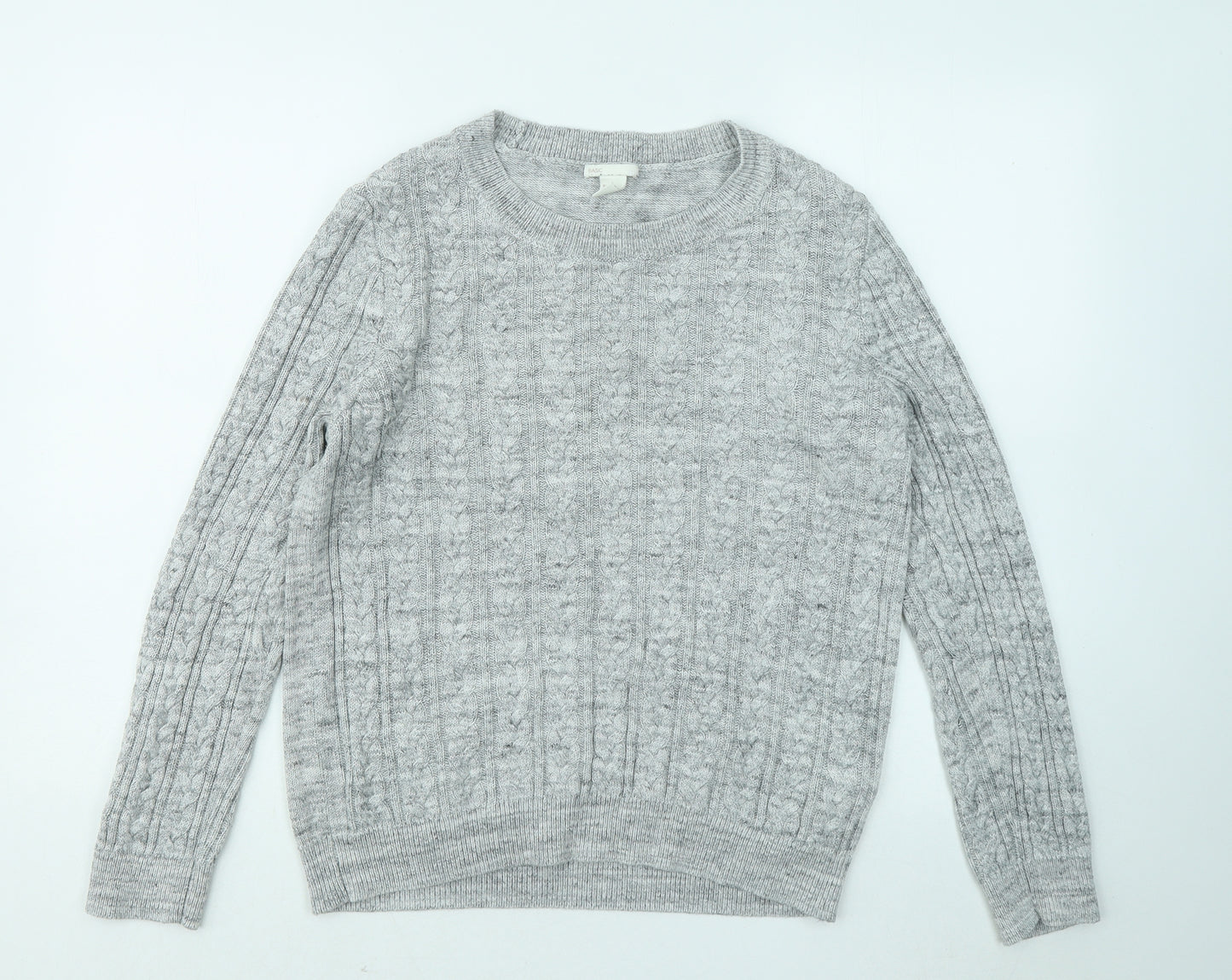 H&M Womens Grey Round Neck Acrylic Pullover Jumper Size L