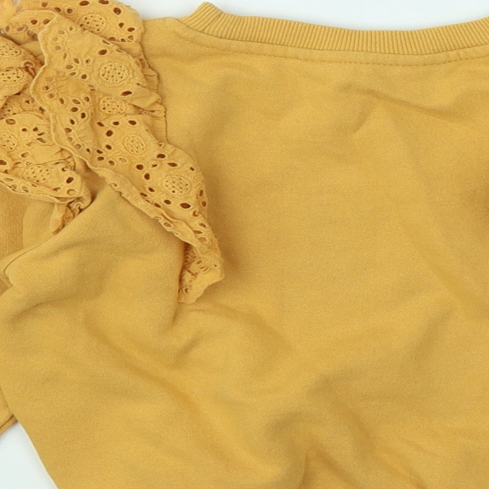 H&M Girls Yellow Cotton Pullover Sweatshirt Size 4-5 Years