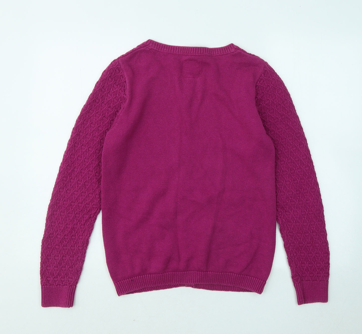 Country Rose Womens Purple Round Neck Cotton Cardigan Jumper Size S