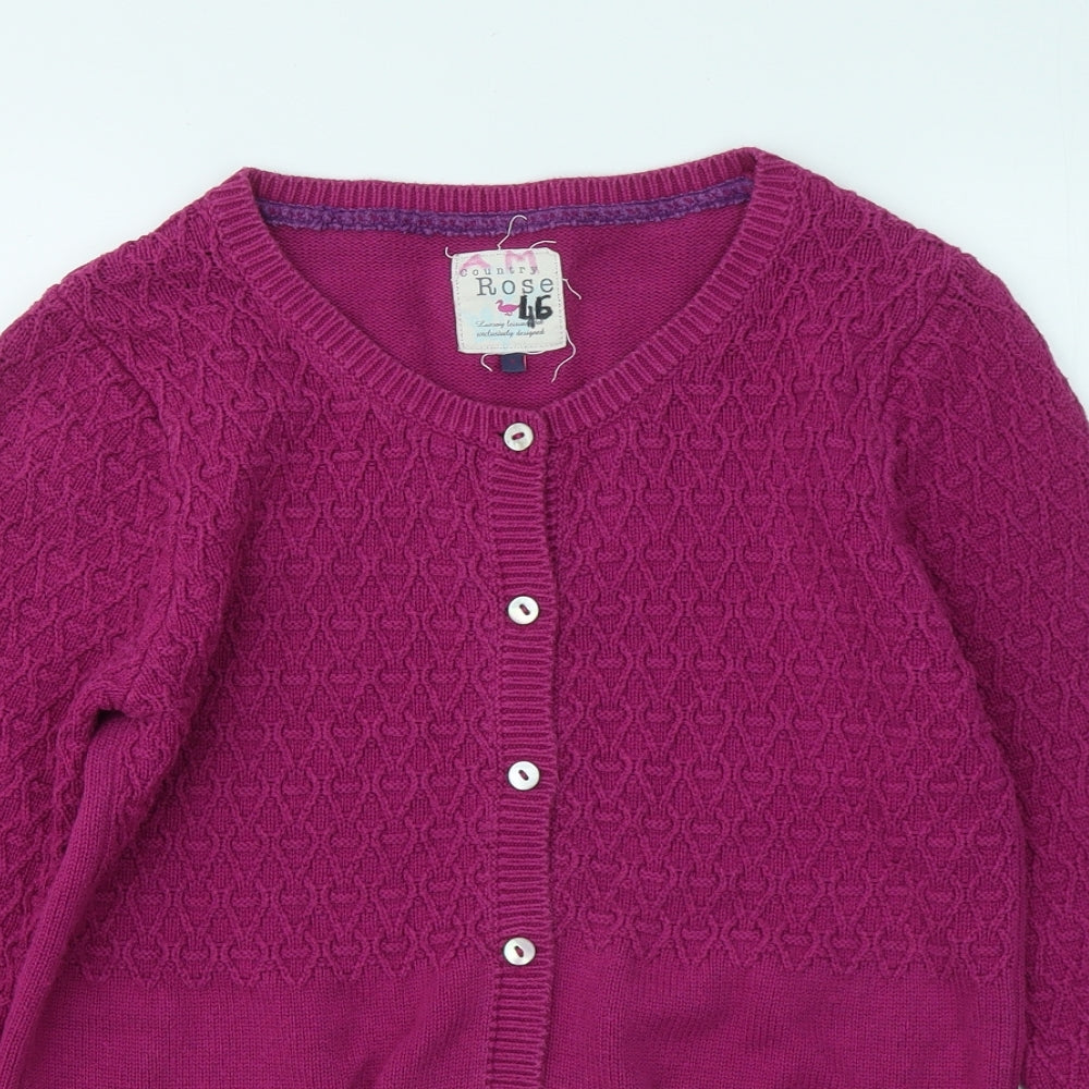 Country Rose Womens Purple Round Neck Cotton Cardigan Jumper Size S