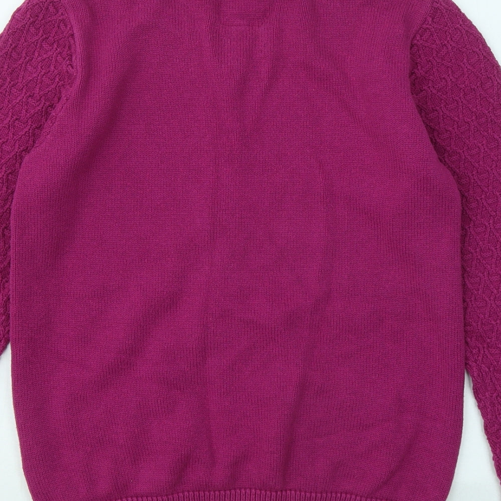 Country Rose Womens Purple Round Neck Cotton Cardigan Jumper Size S