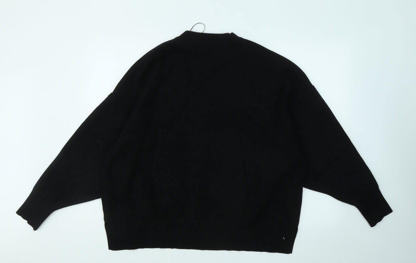 Zara Womens Black Round Neck Viscose Pullover Jumper Size L - Batwing
