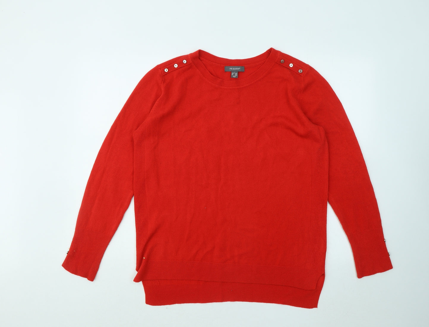 Primark Womens Red Round Neck Acrylic Pullover Jumper Size 14
