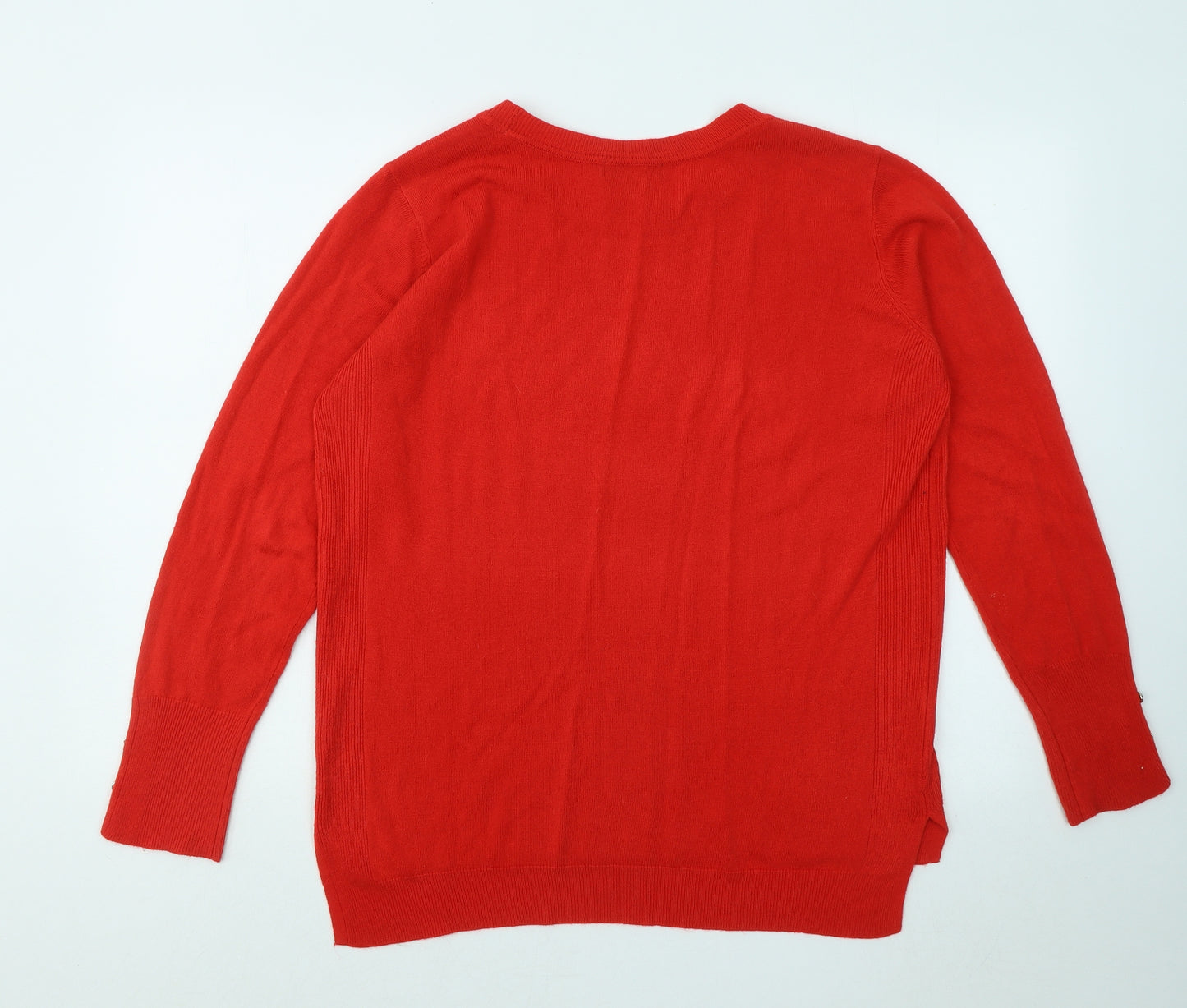 Primark Womens Red Round Neck Acrylic Pullover Jumper Size 14