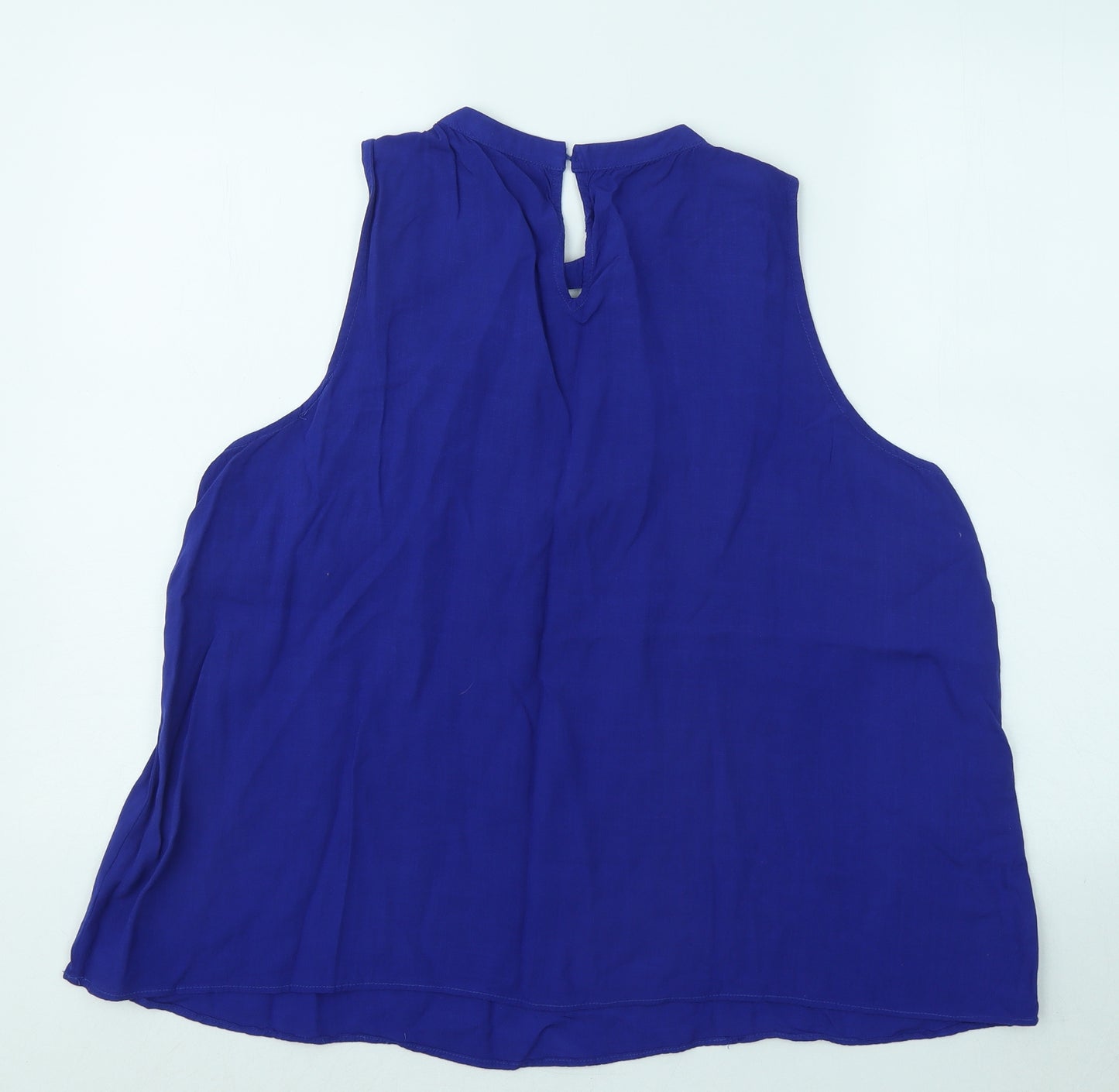 New Look Womens Blue Viscose Basic Blouse Size 14 Round Neck