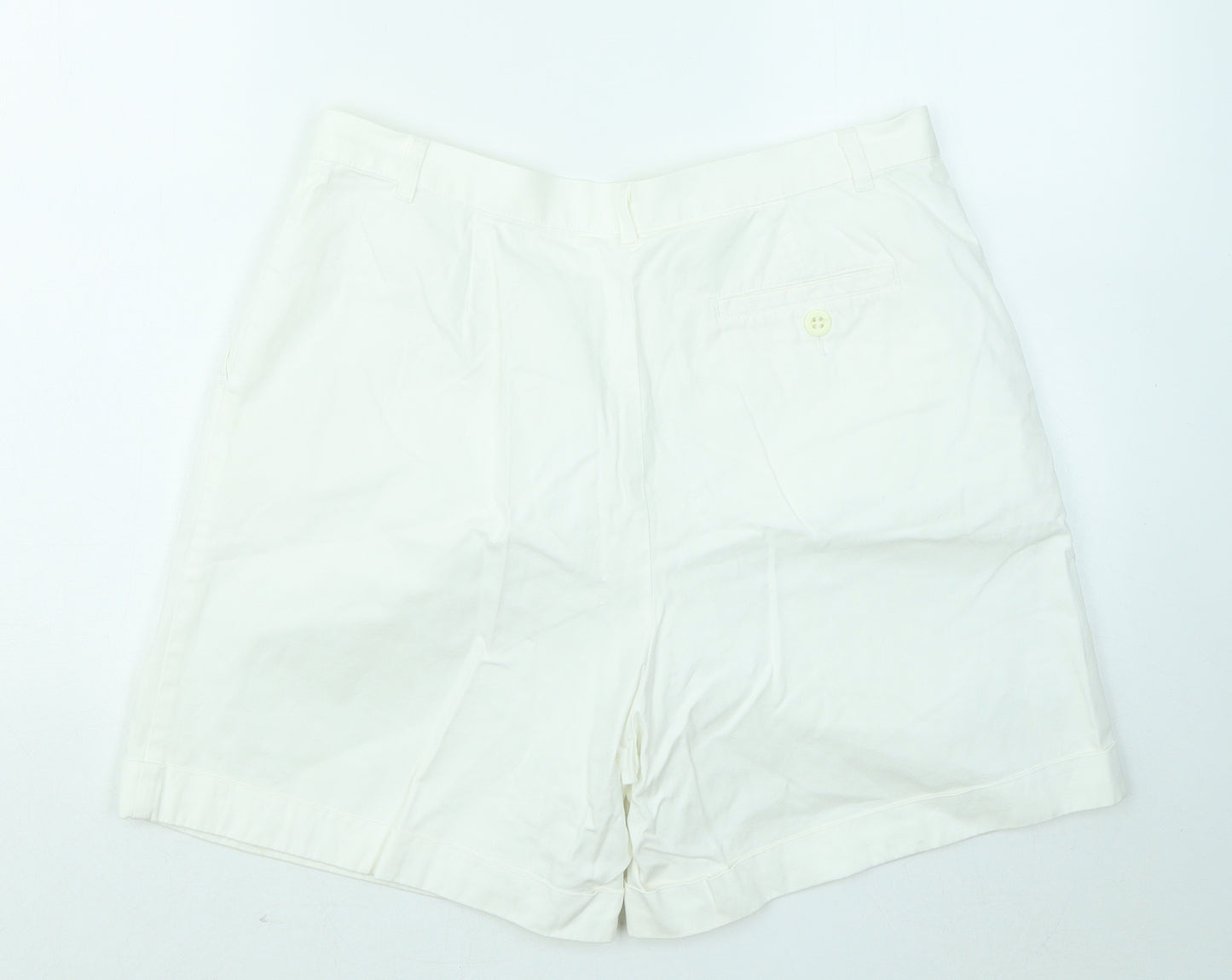 Marks and Spencer Womens White Cotton Mom Shorts Size 16 Regular Zip