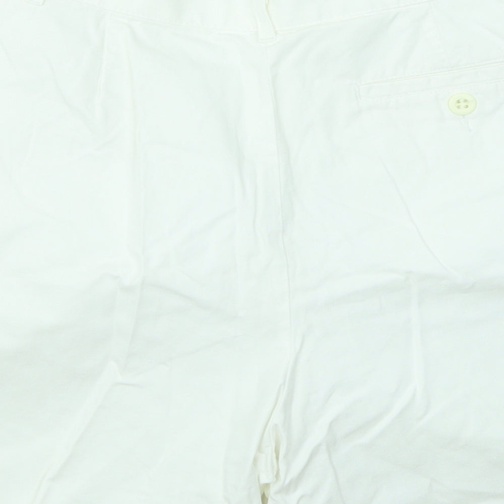 Marks and Spencer Womens White Cotton Mom Shorts Size 16 Regular Zip