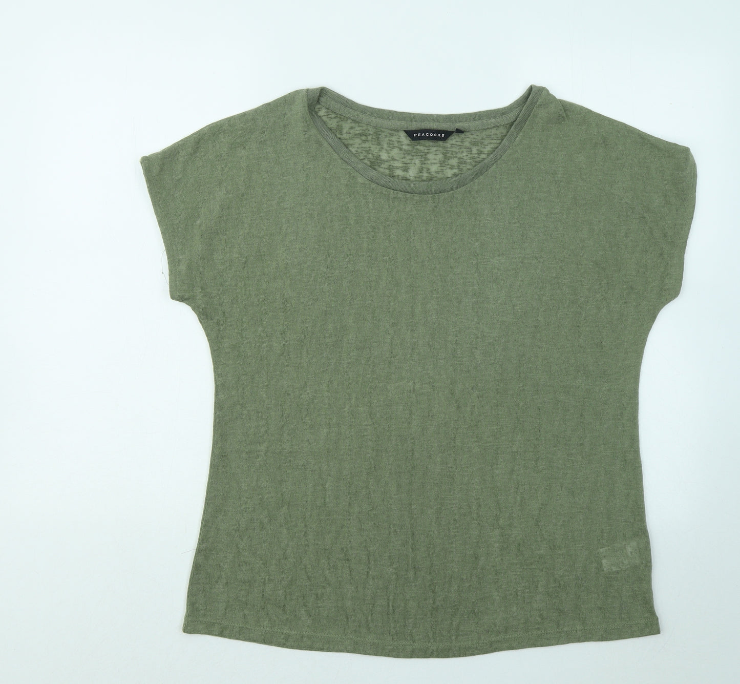 Peacocks Womens Green Polyester Basic T-Shirt Size 16 Round Neck