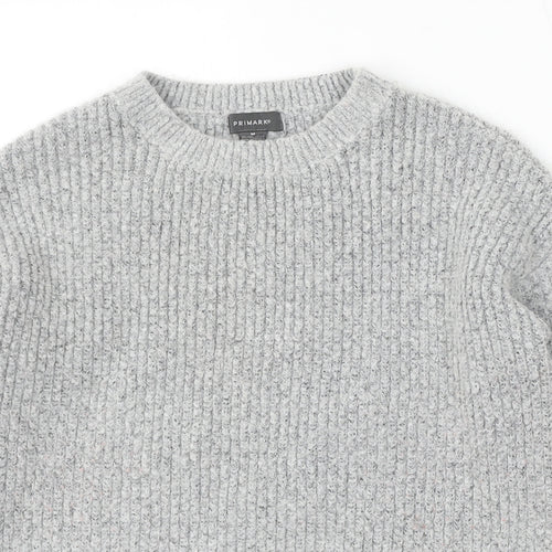 Primark Womens Grey Round Neck Acrylic Pullover Jumper Size M