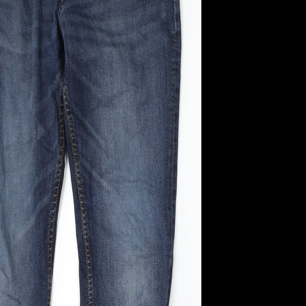 Denim & Co. Mens Blue Cotton Straight Jeans Size 34 L32 in Regular Button