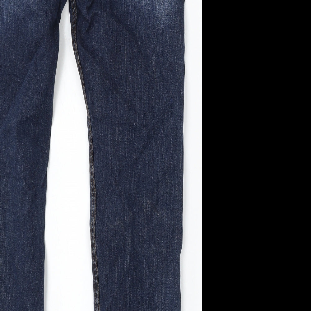 Denim & Co. Mens Blue Cotton Straight Jeans Size 34 L32 in Regular Button