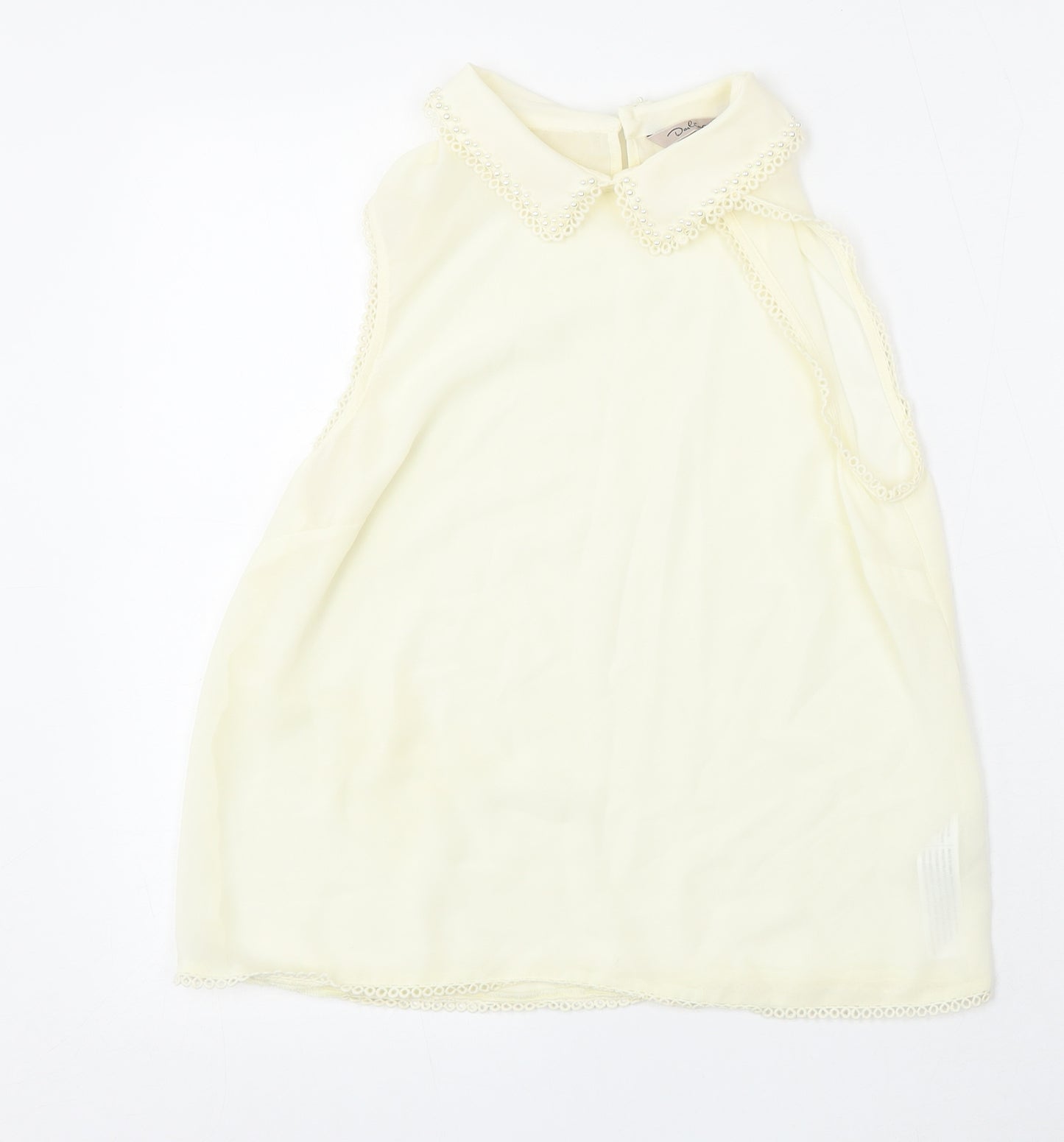 Darling Womens Ivory Viscose Basic Blouse Size M Round Neck