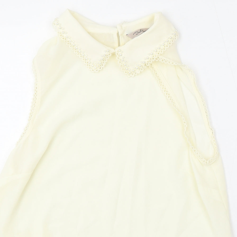 Darling Womens Ivory Viscose Basic Blouse Size M Round Neck