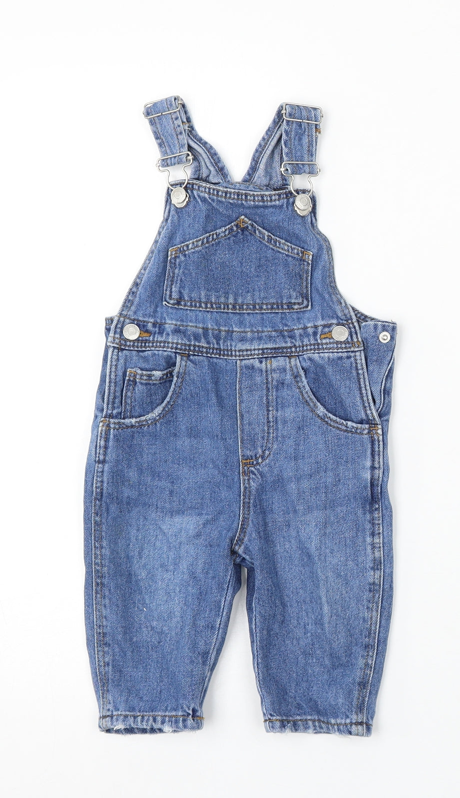 Zara Girls Blue Polyester Dungaree Outfit/Set Size 6-9 Months