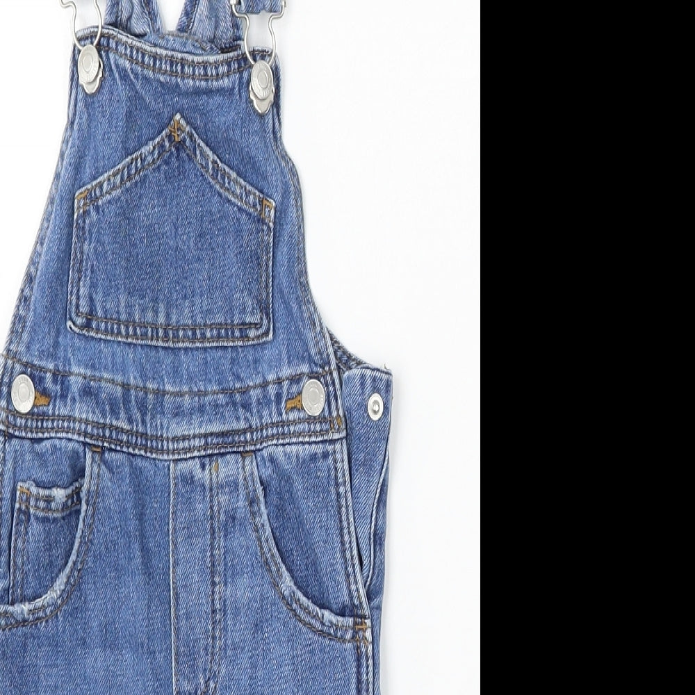 Zara Girls Blue Polyester Dungaree Outfit/Set Size 6-9 Months