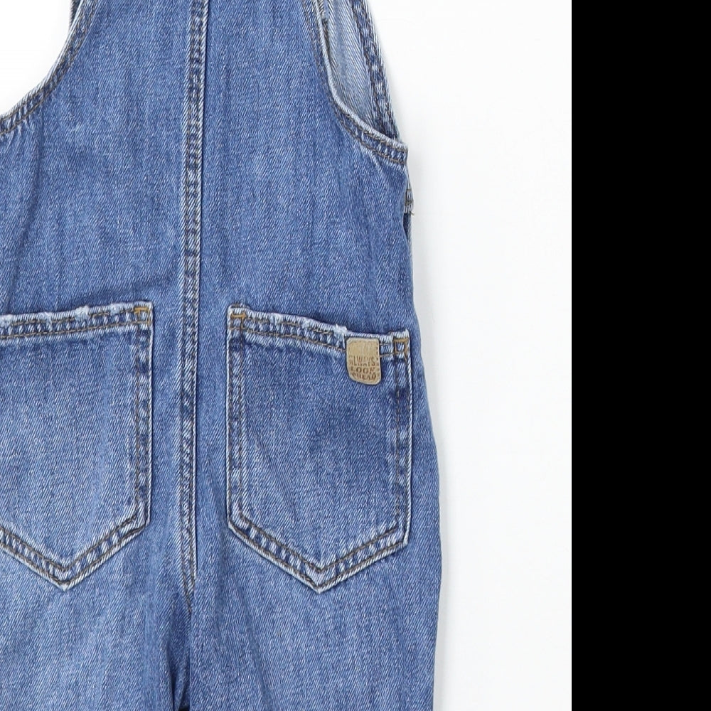 Zara Girls Blue Polyester Dungaree Outfit/Set Size 6-9 Months