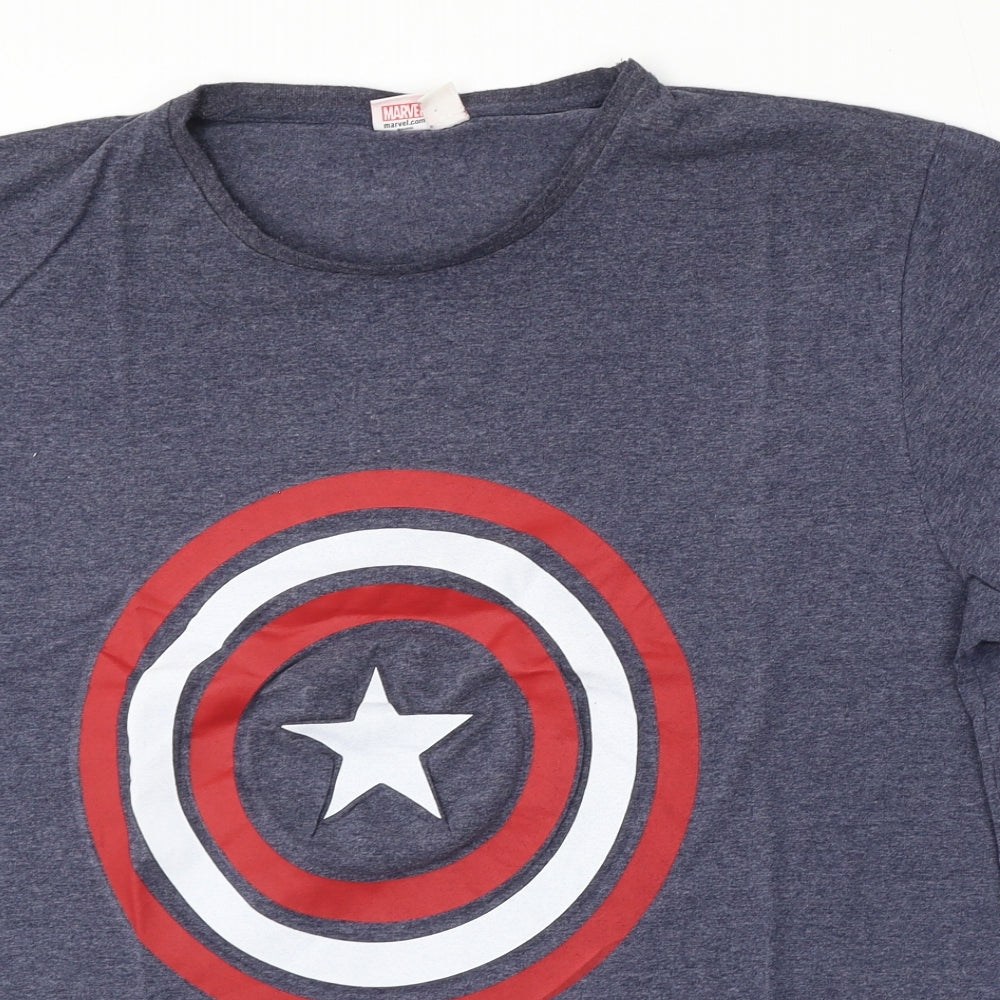 Primark Mens Blue Polyester T-Shirt Size 2XL Round Neck - avengers