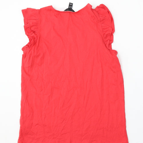 New Look Womens Red Cotton Basic T-Shirt Size 12 Round Neck